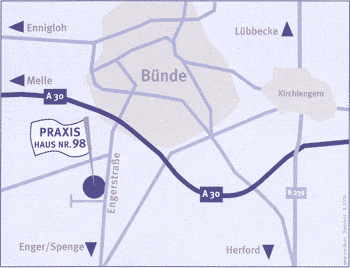 Anfahrtskizze Praxis Dr. Nagy B&uuml;nde
